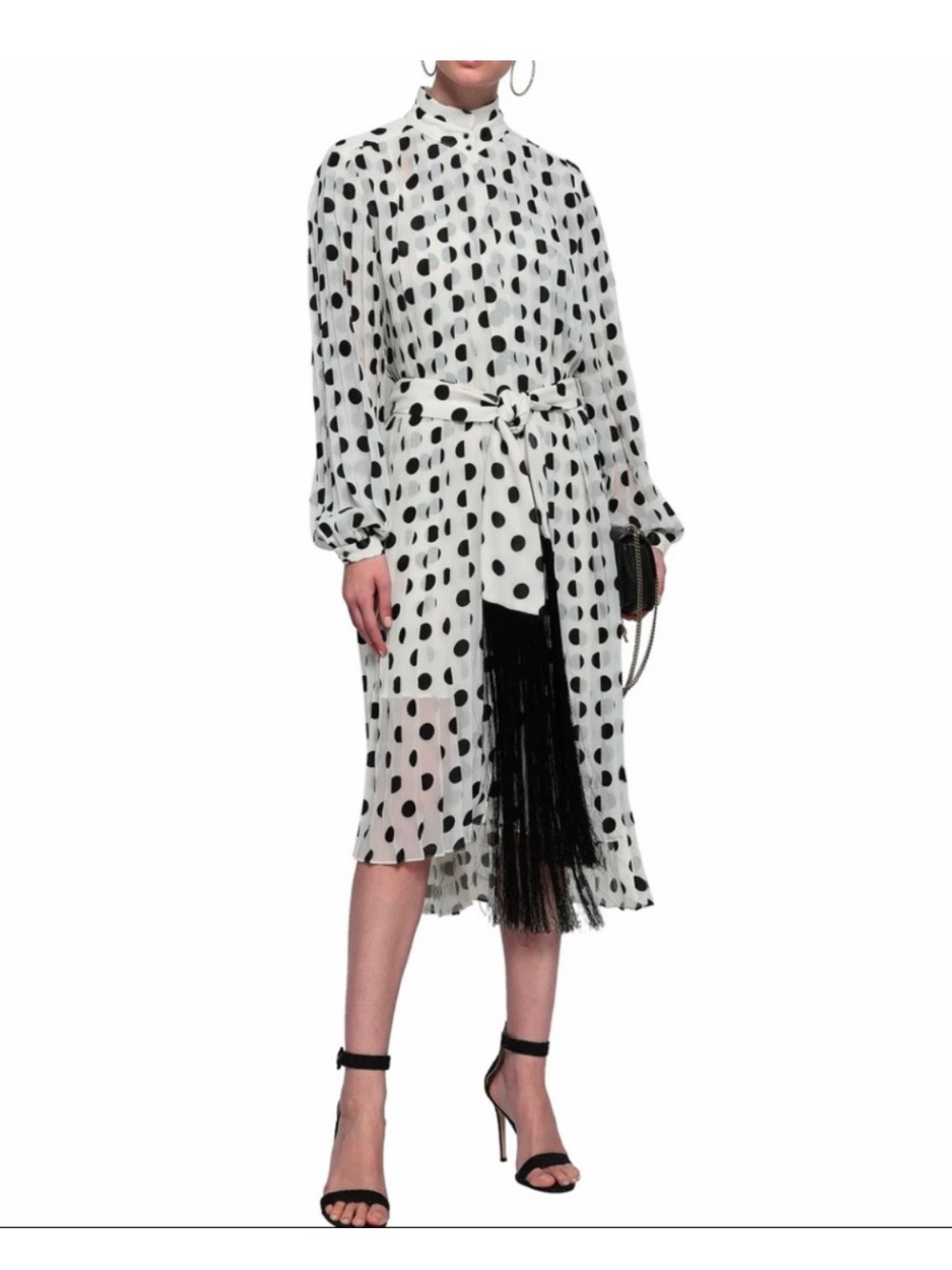 Zimmermann White and Black Polka Dot Midi Dress